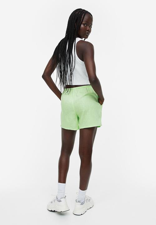 H&M - Linen-blend pull-on shorts - light green