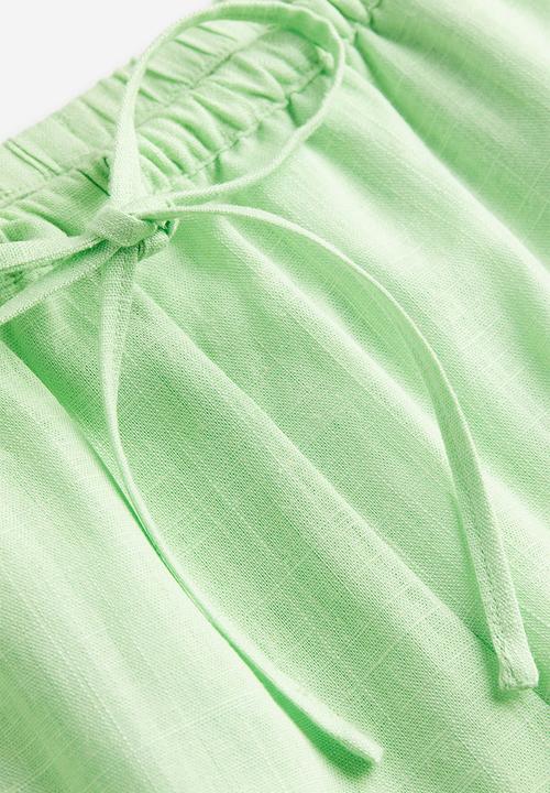 H&M - Linen-blend pull-on shorts - light green