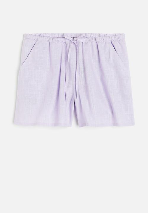 H&M - Linen-blend pull-on shorts - light purple