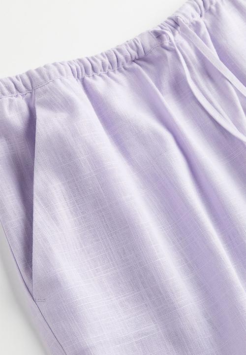 H&M - Linen-blend pull-on shorts - light purple