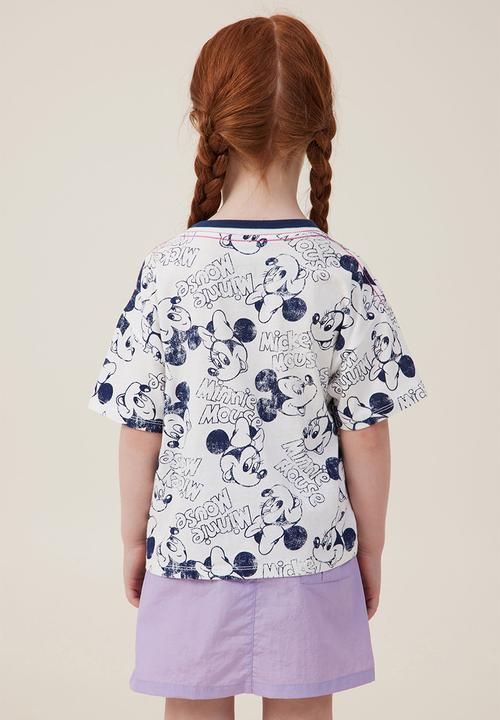 Cotton On - License drop shoulder short sleeve top - lcn dis disney yardage/vanilla
