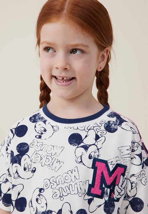 Cotton On - License drop shoulder short sleeve top - lcn dis disney yardage/vanilla