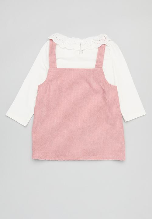 Pop Candy - Pinafore & tee set - pink & white