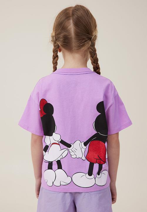 Cotton On - License drop shoulder short sleeve top - lcn dis mickey better together/lavender dream