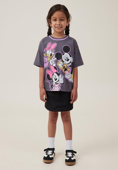 Cotton On - License drop shoulder short sleeve top - lcn dis minnie & friends/rabbit grey