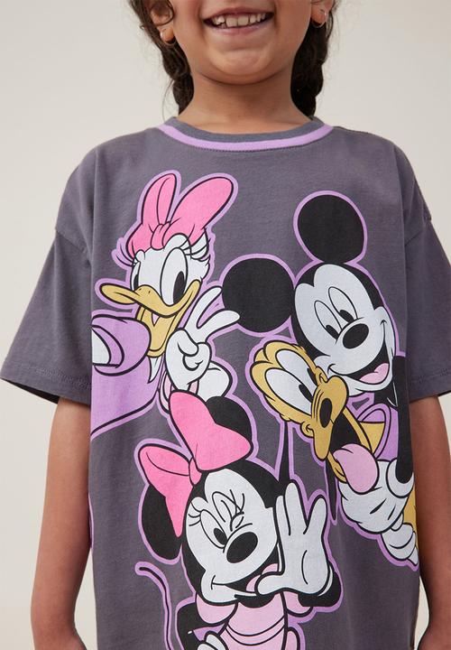 Cotton On - License drop shoulder short sleeve top - lcn dis minnie & friends/rabbit grey