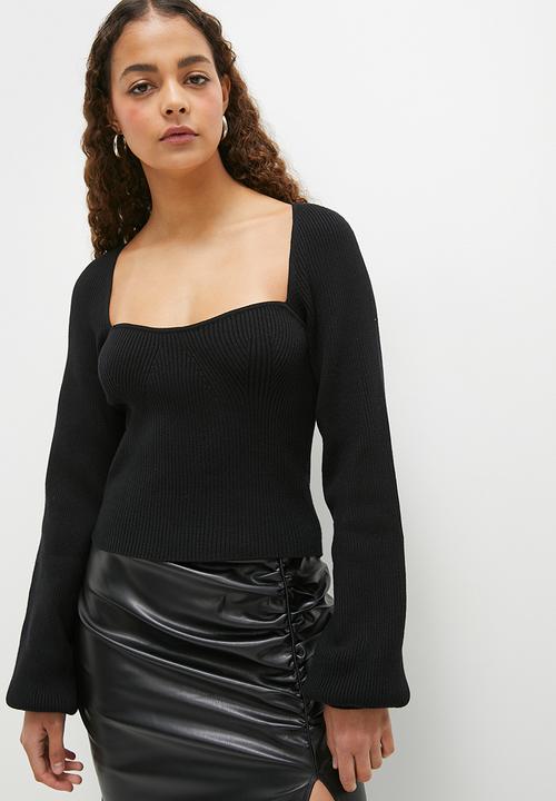 dailyfriday - Sweetheart jumper with blouson sleeve - black