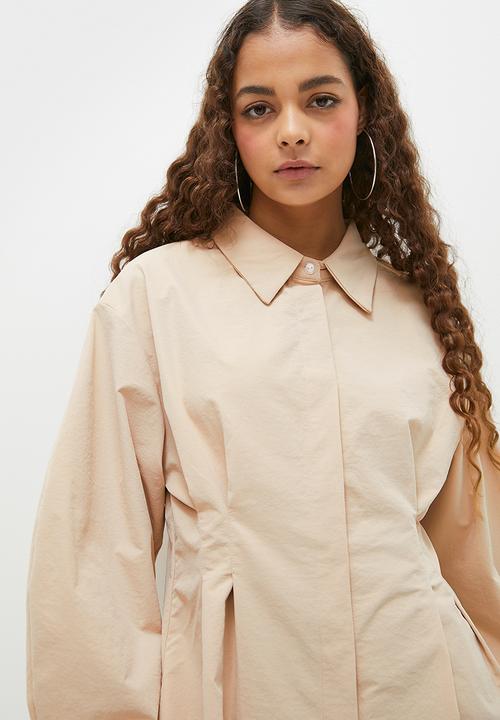 dailyfriday - Dart detail oversized shirt - stone