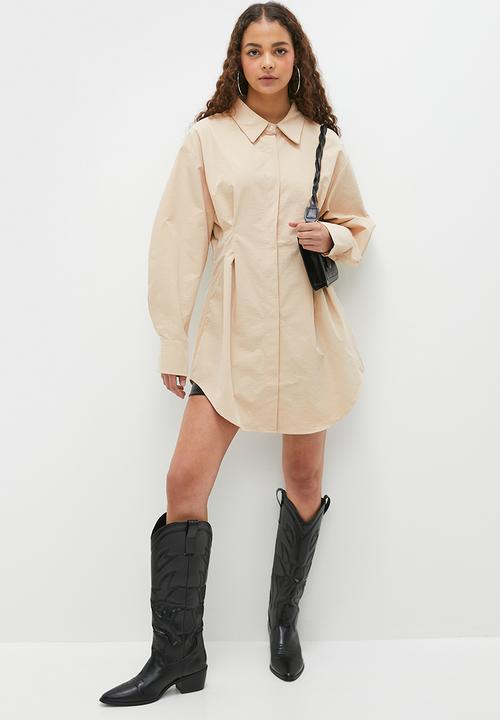 dailyfriday - Dart detail oversized shirt - stone