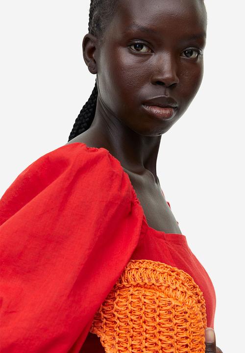 H&M - Linen-blend dress - red