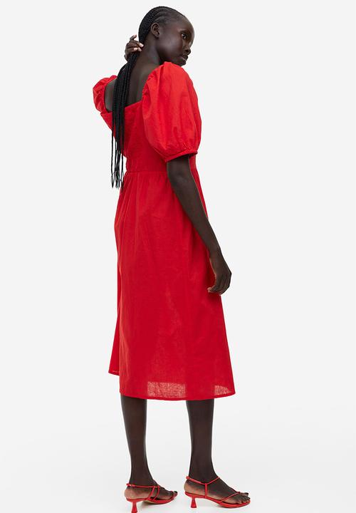 H&M - Linen-blend dress - red