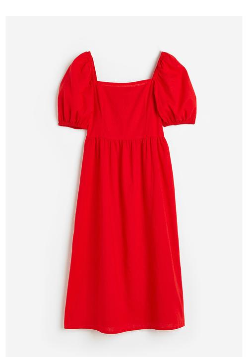 H&M - Linen-blend dress - red