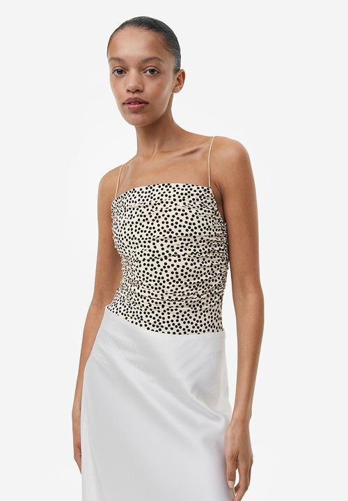 H&M - Draped thong body - cream spotted