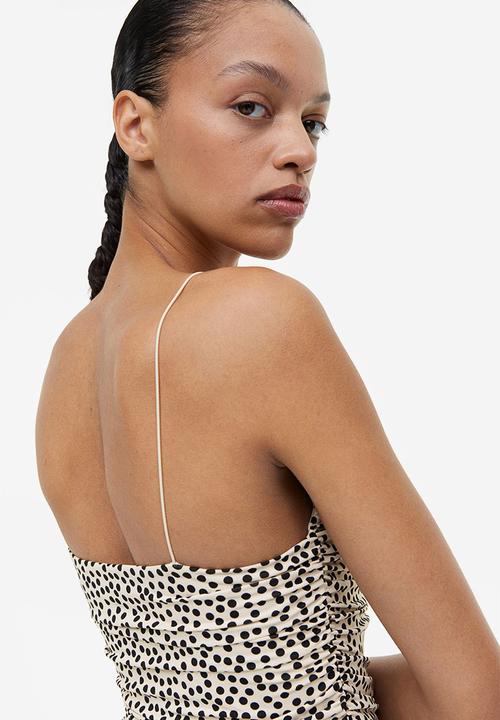 H&M - Draped thong body - cream spotted