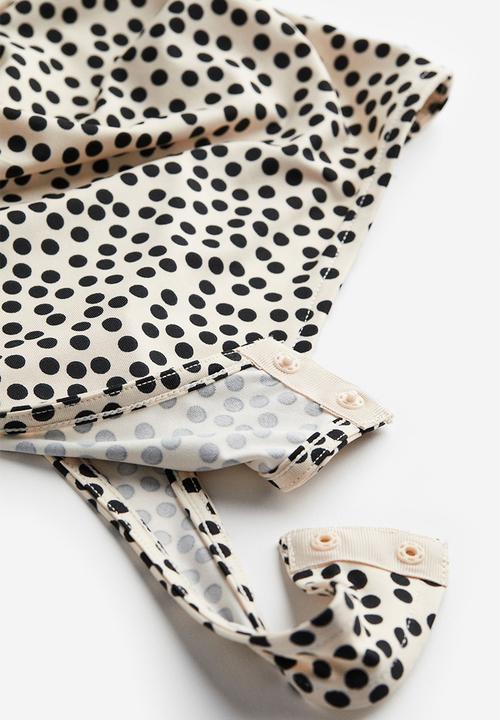 H&M - Draped thong body - cream spotted