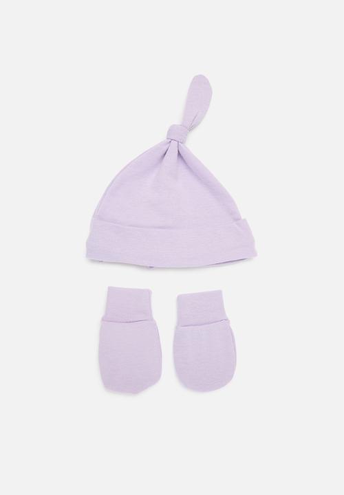 Pop Candy - Bowknot beanie and mitten set - lilac