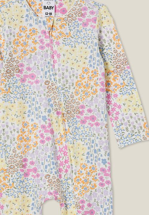 Cotton On - The long sleeve zip romper - vanilla/wildflower