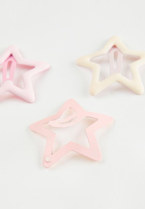 Pop Candy - 3 Pack star shaped hair clips - pink