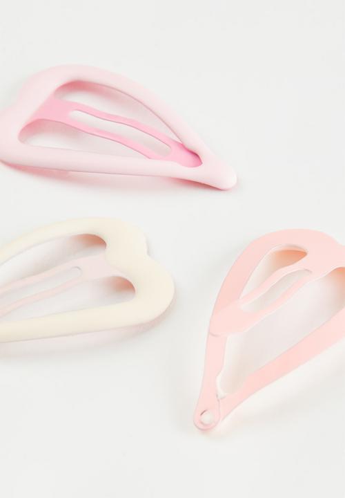 Pop Candy - 3 Pack heart shaped hair clips - pink