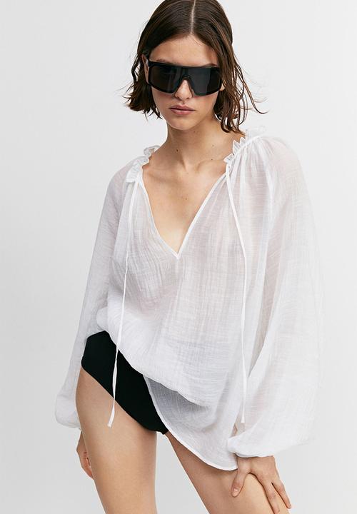 H&M - Oversized crinkled blouse - white