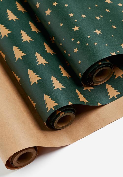 H&M - 3 Pack gift wrap - dark green/patterned