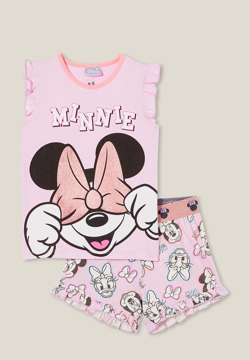 Cotton On - Stacey flutter pyjama set licensed - lcn dis pale violet/minnie mouse glitter