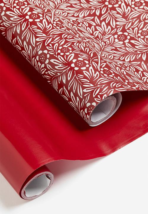 H&M - 2 Pack gift wrap - red/floral