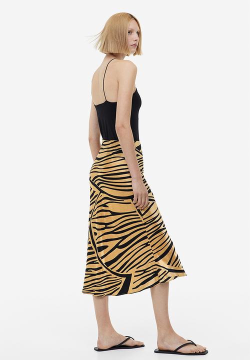 H&M - Flared skirt - beige/tiger striped