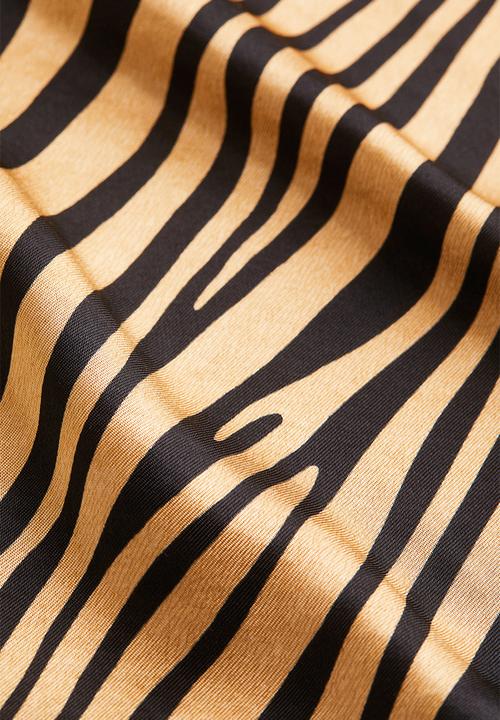H&M - Flared skirt - beige/tiger striped