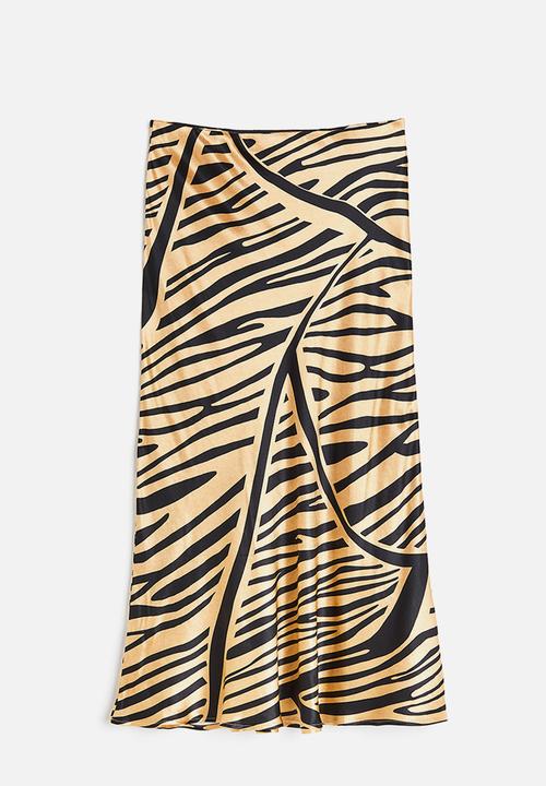 H&M - Flared skirt - beige/tiger striped