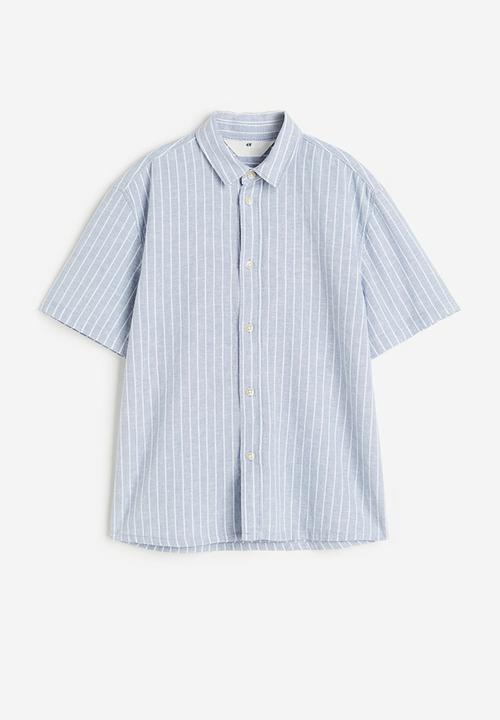 H&M - Linen-blend shirt - light blue striped