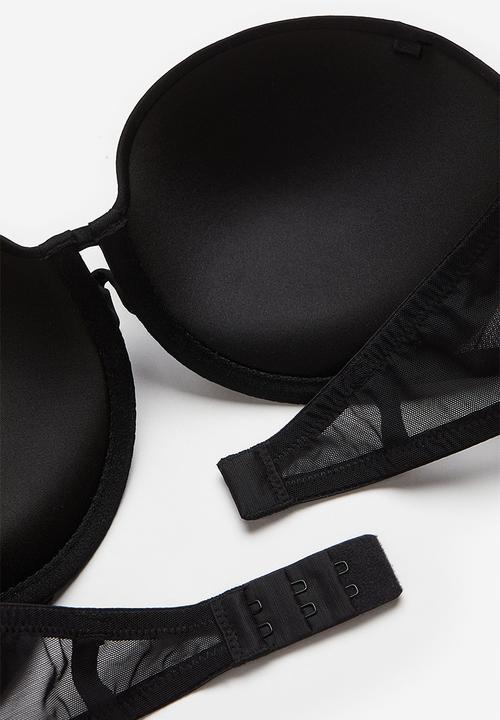 H&M - Microfibre push-up balconette bra - black
