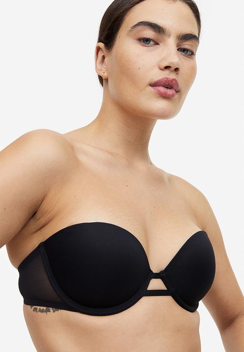 H&M - Microfibre push-up balconette bra - black