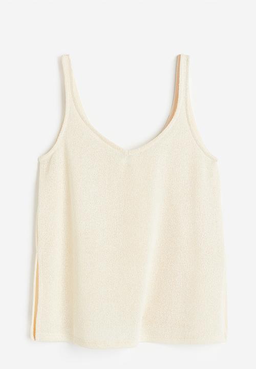 H&M - Slit-hem knitted vest top - cream