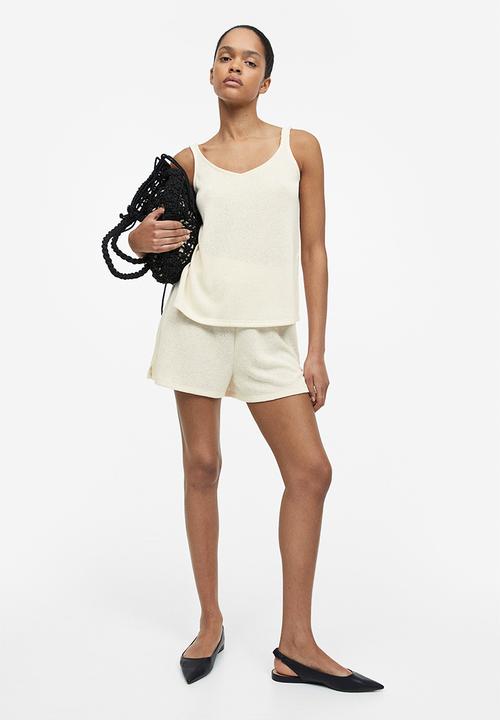 H&M - Slit-hem knitted vest top - cream