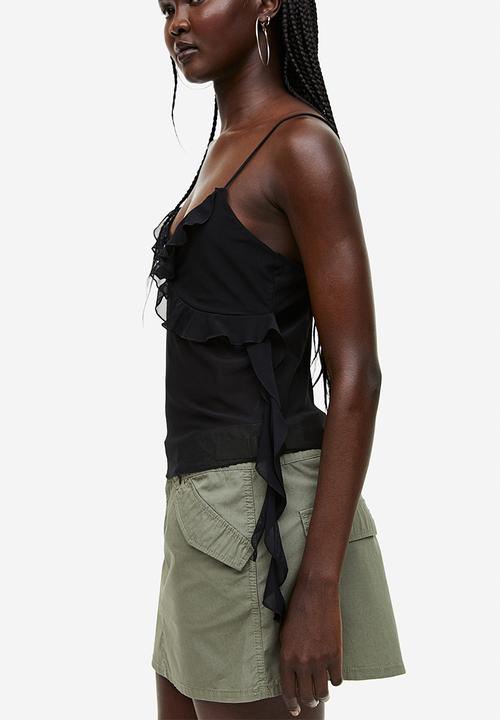 H&M - Frill-trimmed strappy top - black