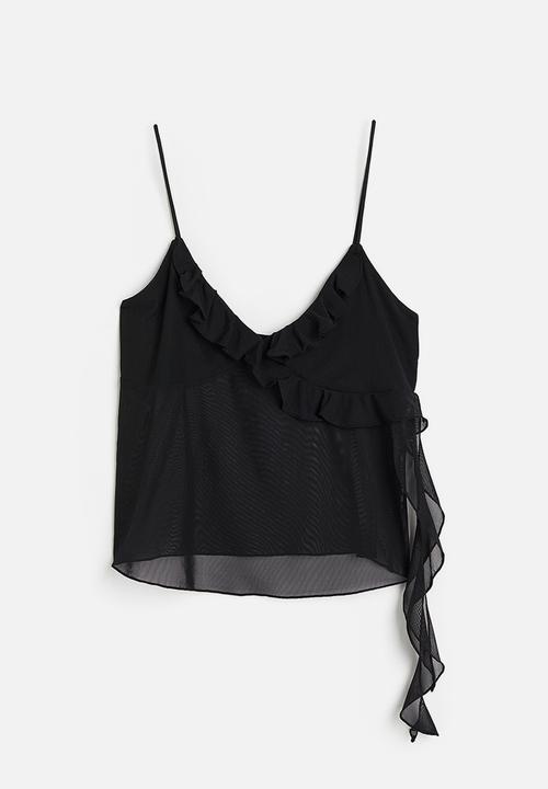 H&M - Frill-trimmed strappy top - black