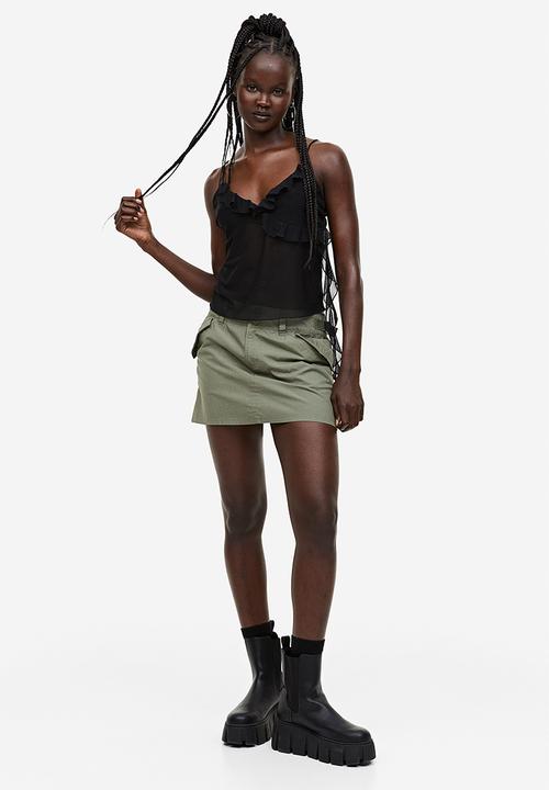 H&M - Frill-trimmed strappy top - black