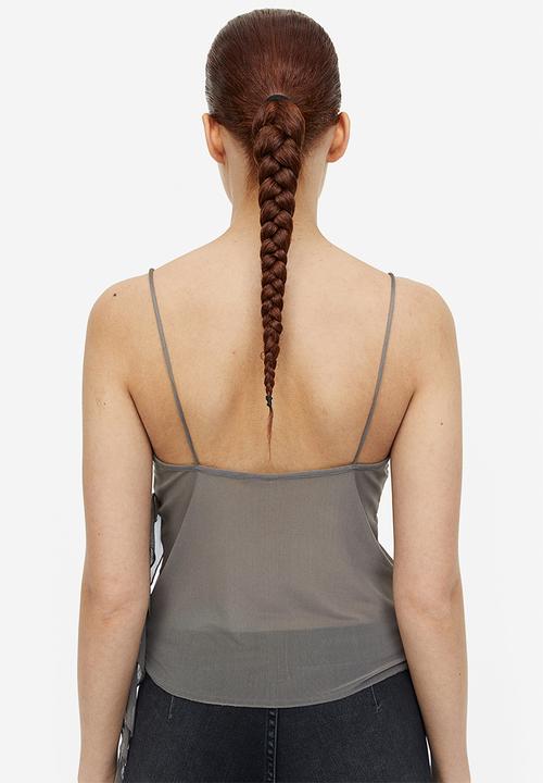 H&M - Frill-trimmed strappy top - dark greige