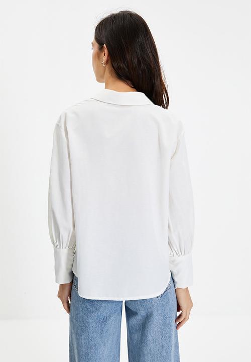 Trendyol - Cotton shirt - ecru