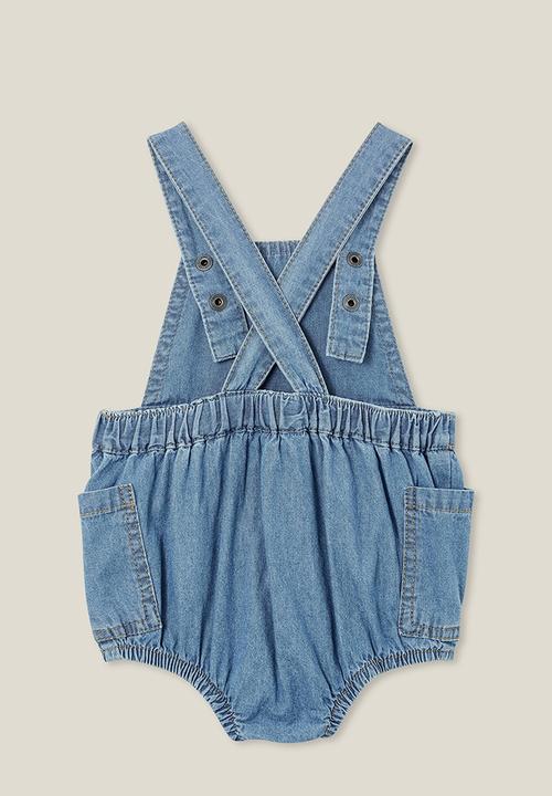 Cotton On - Marley woven bubbysuit-lcn - lcn dis mid blue chambray/mickey badge