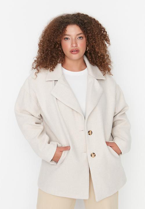 Trendyol - Plus stamped coat - ecru