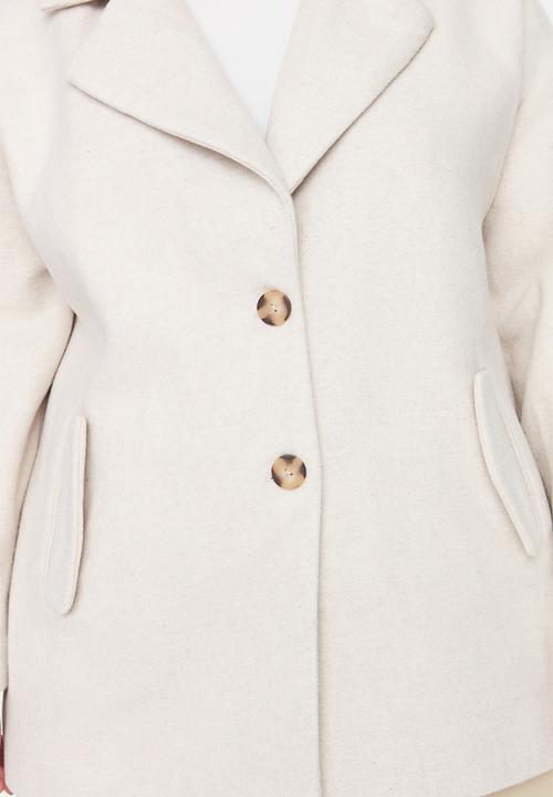 Trendyol - Plus stamped coat - ecru