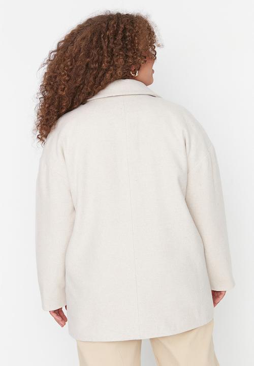 Trendyol - Plus stamped coat - ecru