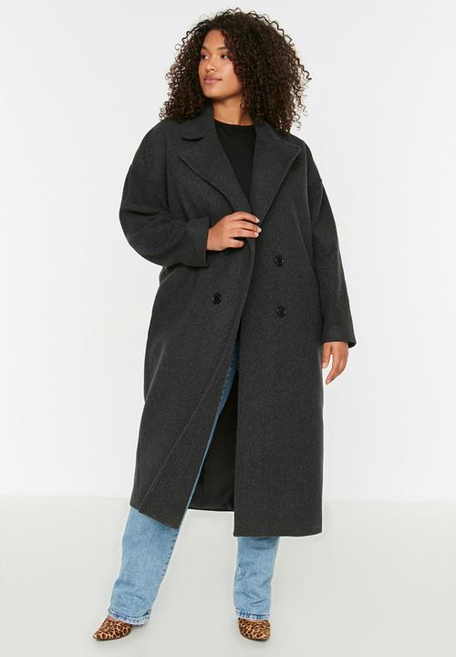 Trendyol - Plus oversized stamp coat - anthracite