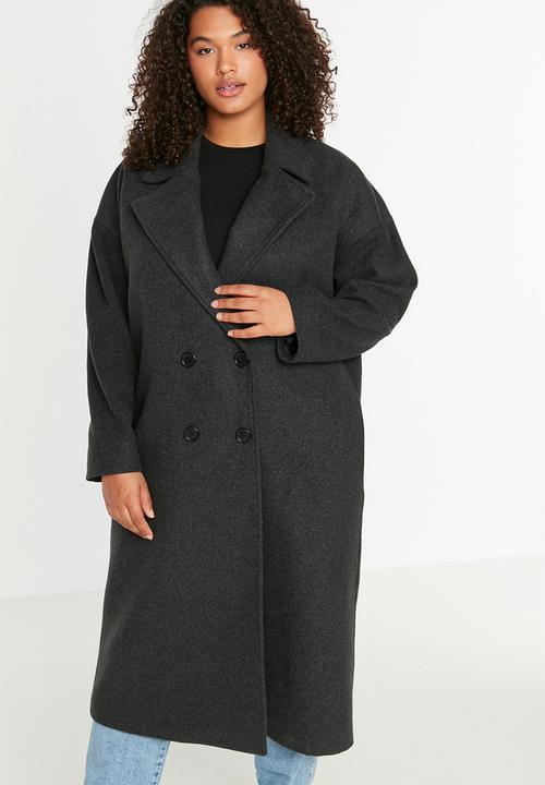 Trendyol - Plus oversized stamp coat - anthracite