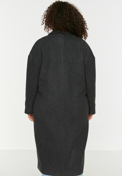 Trendyol - Plus oversized stamp coat - anthracite