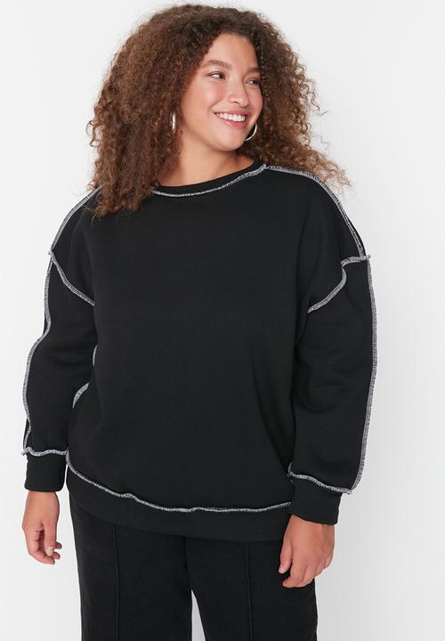 Trendyol - Plus thick sweatshirt - black