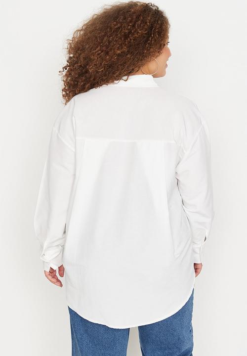 Trendyol - Plus poplin shirt - ecru