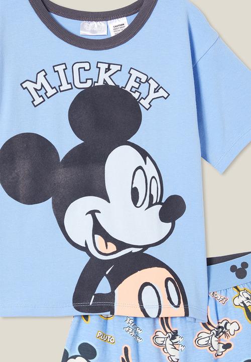 Cotton On - Felix short sleeve pyjama set license - lcn dis dusk blue/mickey mouse pose